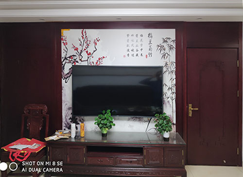 钦州中式家庭装修电视柜效果展示