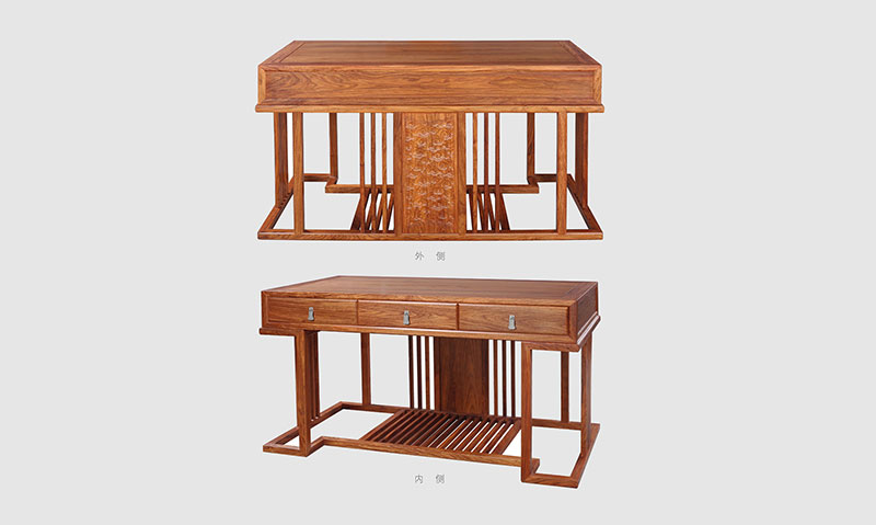 钦州 别墅中式家居书房装修实木书桌效果图