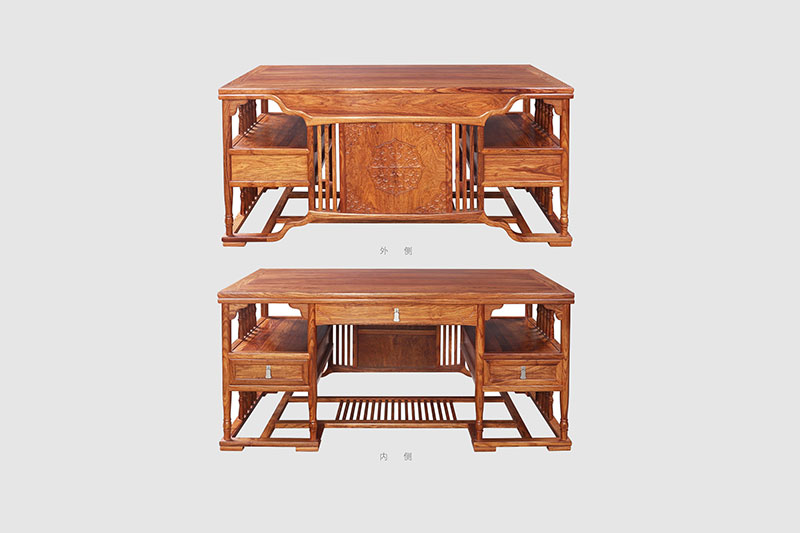 钦州中式家居装饰书房桌椅组合家具效果图